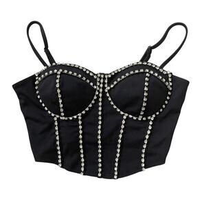 Julia by Love I Rhinestone Bustier Top M | Corset Crop, Padded, Party, Glam Y2K